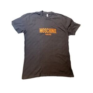 Moschino Mare T Shirt Charcoal Gray Orange Logo Mens Size S Made in Italy Cotton